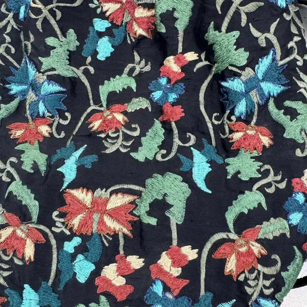 Bohemian Hippie Floral Embroidered Silk Small Unique Backpack Style Purse.